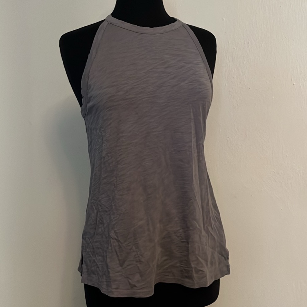 Theory Kavasi gray slub tank top halter racerback, medium 100% cotton, medium